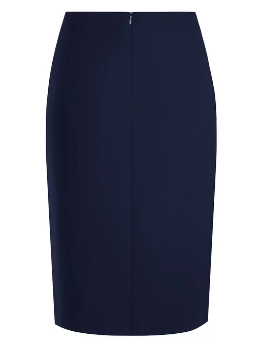 FOMANTA Юбка миди классическая с разрезом dress code из ткани креп, синий, фото 2