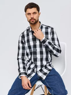 Рубашка в крупную клетку Slim Fit BAWER 221871345 купить за 2 100 ₽ в интернет-магазине Wildberries
