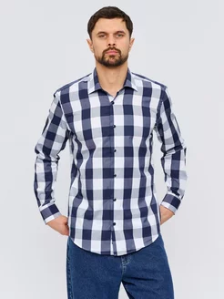 Рубашка в крупную клетку Slim Fit BAWER 221871359 купить за 2 100 ₽ в интернет-магазине Wildberries