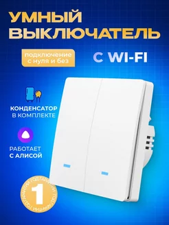 Умный выключатель с Алисой и wi-fi двухклавишный