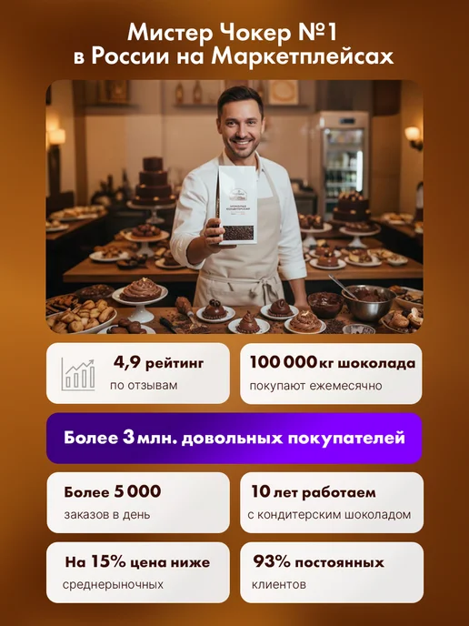 Мистер Чокер Шоколад кондитерский белый в каплях 1 кг 27% какао, 500 г, фото 4