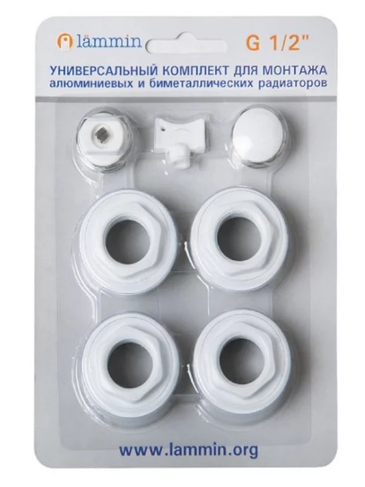 LAMMIN Комплект для монтажа радиаторов G 1 2, белый, фото 2