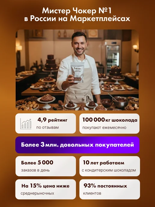 Мистер Чокер Шоколад кондитерский молочный в каплях 1 кг 30% какао, 500 г, фото 4
