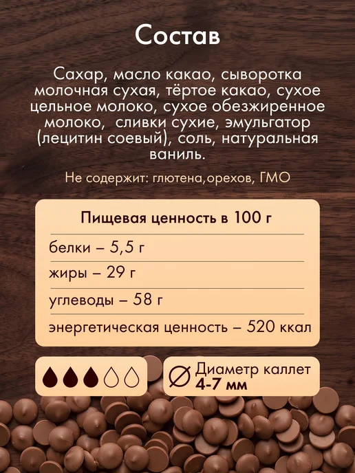 Мистер Чокер Шоколад кондитерский молочный в каплях 1 кг 30% какао, 1 кг, фото 4