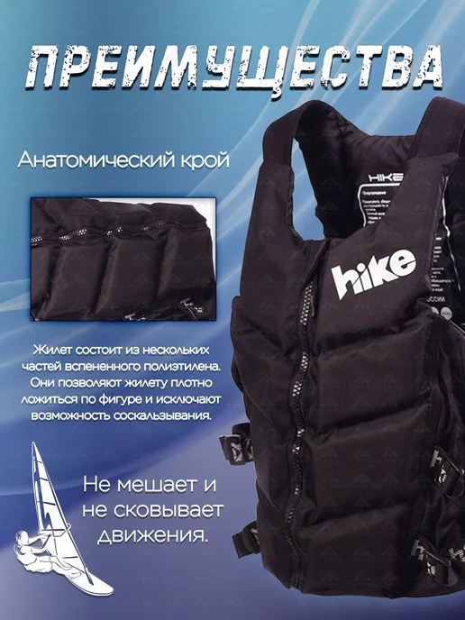 hikexp Жилет спасательный для сап Standart Blue, черный, фото 2