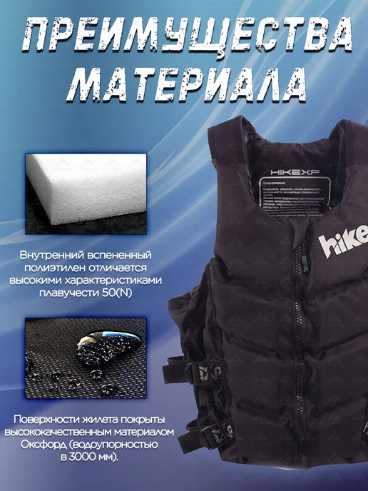 hikexp Жилет спасательный для сап Standart Blue, черный, фото 4