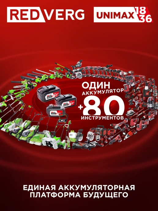 REDVERG Аккумуляторная садовая газонокосилка RD-LM18-330BLK U, вариант, фото 5