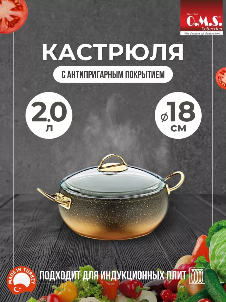 Кастрюля с крышкой из алюминия 2 л индукционная посуда