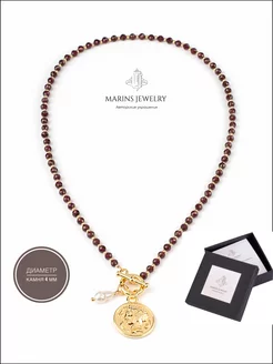 Колье на шею из натурального граната MARINS JEWELRY 222040182 купить за 1 636 ₽ в интернет-магазине Wildberries