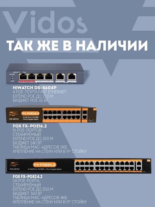 FOX. Сетевой коммутатор для видеонаблюдения FX-POE4.2, вариант, фото 5