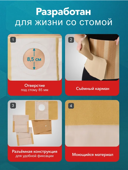Liskera Бандаж послеоперационный для стомы, бежевый, фото 4