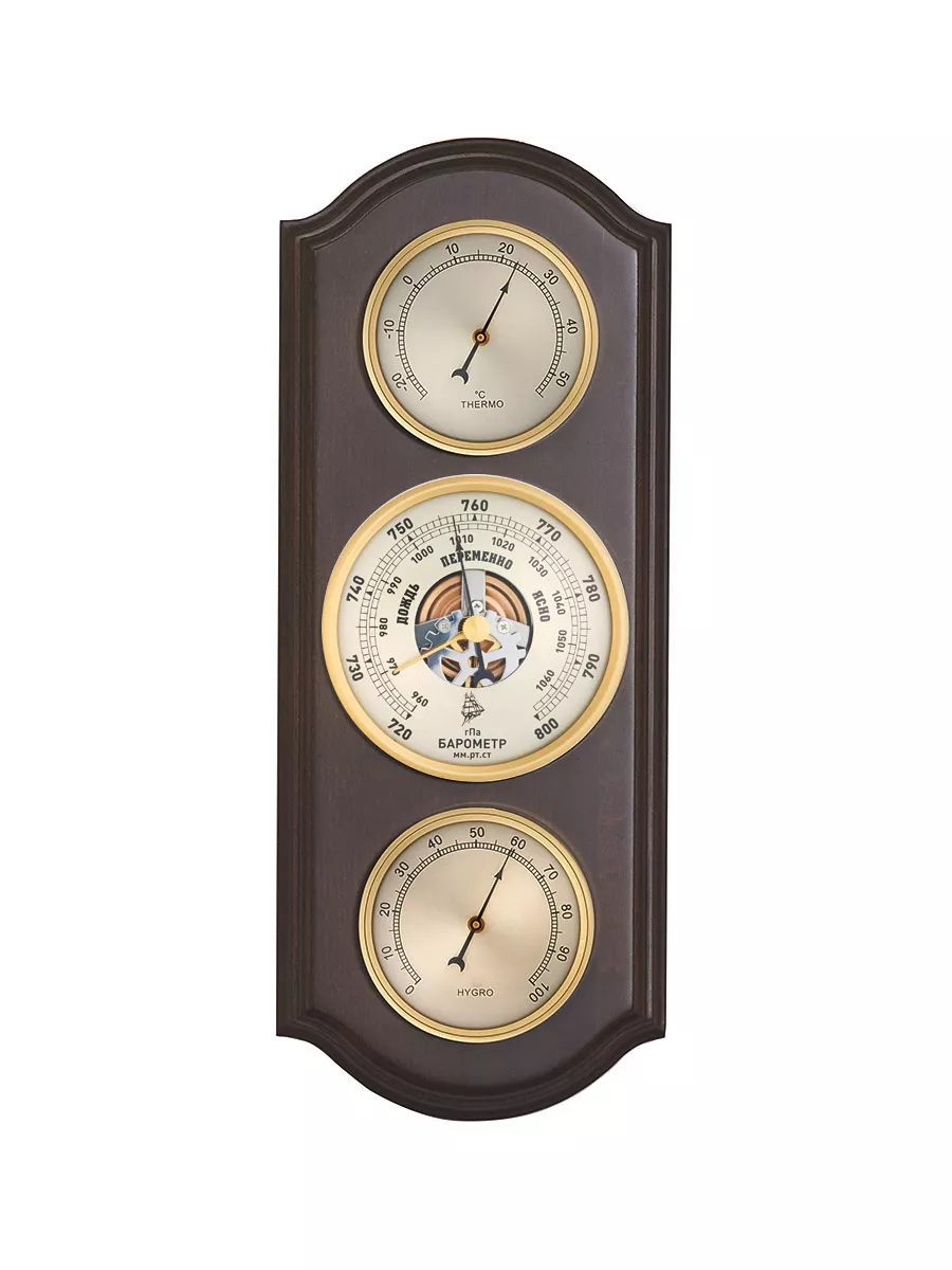 Метеостанция настенная механическая БМ93005-1-В, бук.