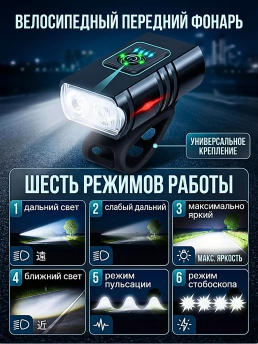 PyurMax Фонарь для велосипеда передний задний, черный, фото 2