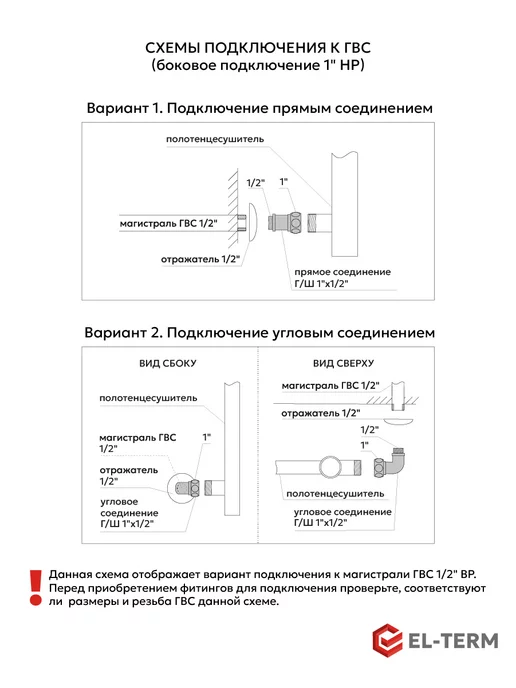 EL-TERM Полотенцесушитель водяной с боковым подключением Лион400х700, 400x700, фото 5