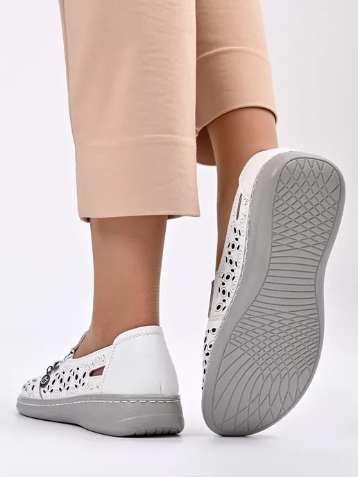 Letsgo Shoes Мокасины кожаные, белый, фото 3