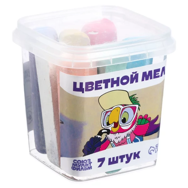 Набор цветных мелков Попугай Кеша 7 цветов