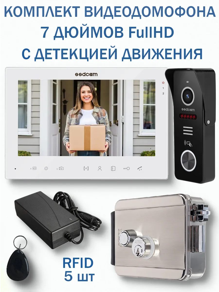 Комплект видеодомофон для дома и замком