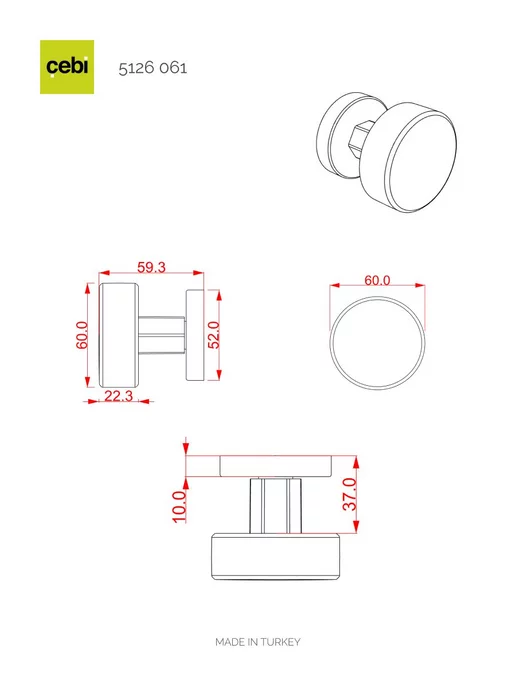CEBI Ручки-кноб (2шт) дверные поворотные IRIS A5126 MP30 бронза, 2 шт, фото 3