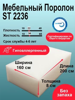 Поролон ST 2236 лист 80x1600x2000 мм умеренной жесткости Foamline 222597550 купить за 3 454 ₽ в интернет-магазине Wildberries