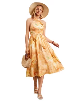 платье без рукавов с высокой эластичной талией GCAROL 222775052 купить за 1 495 ₽ в интернет-магазине Wildberries