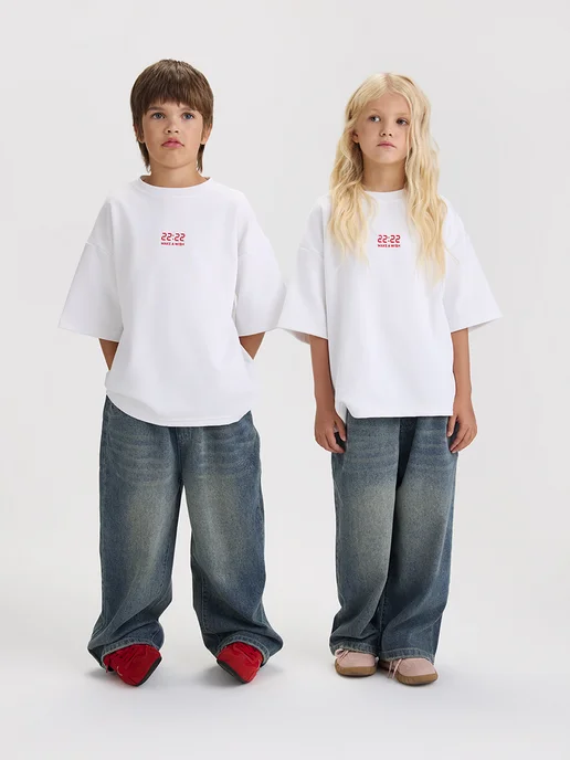 OZITI KIDS Джинсы багги на резинке, синий
