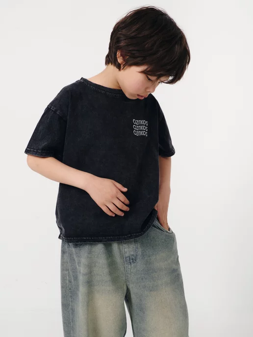 OZITI KIDS Джинсы багги на резинке, синий, фото 7