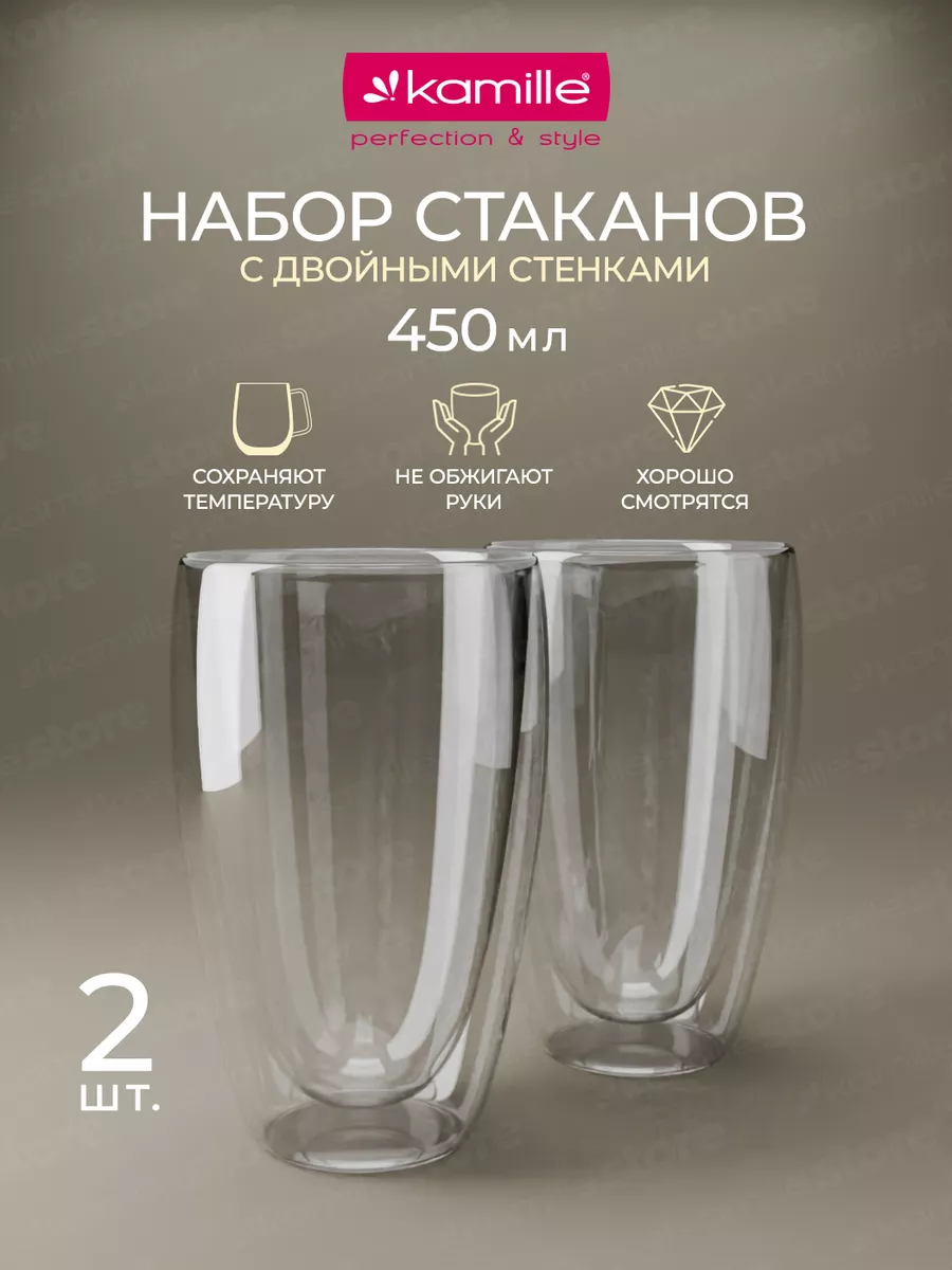 Набор стаканов с двойными стенками 450 мл. KM 9003