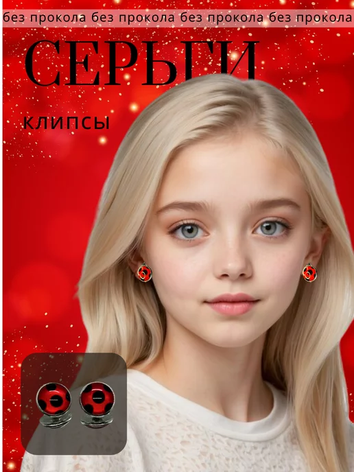Серьги-клипсы в стиле Леди баг Ry Jeverly