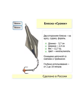 Блесна Суоми - 3, двухсторонняя - никель