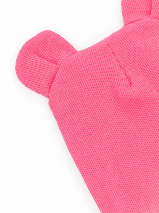 AllBaby Шапочка для новорожденного с ушками, розовый, фото 2