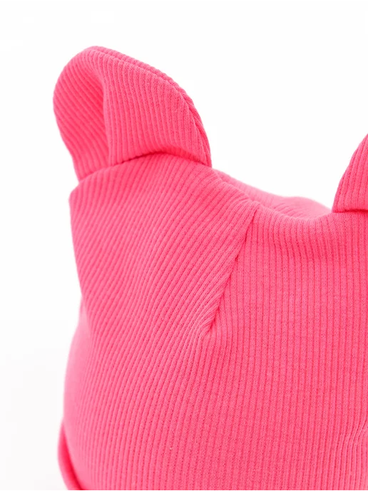 AllBaby Шапочка для новорожденного с ушками, розовый, фото 3
