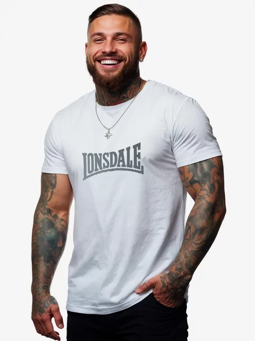 Lonsdale Футболка с принтом из хлопка базовая оверсайз LONSDALЕ