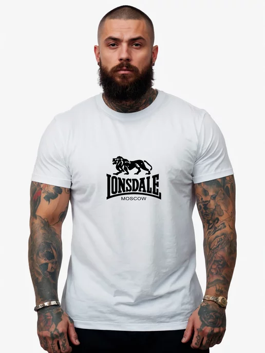 Lonsdale Футболка с принтом из хлопка базовая оверсайз LONSDALЕ