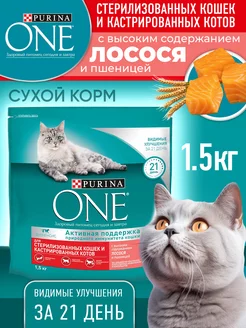 Сухой корм для стерилизованных кошек лосось 1.5кг PURINA ONE 223117450 купить за 858 ₽ в интернет-магазине Wildberries