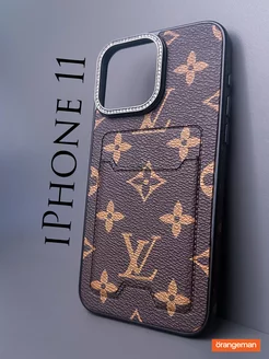 Чехол на iphone 11 с картой Louis Vuitton LV со стразами