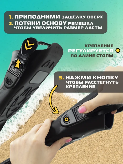 Wide Sport Ласты для плавания взрослые, черный, фото 2