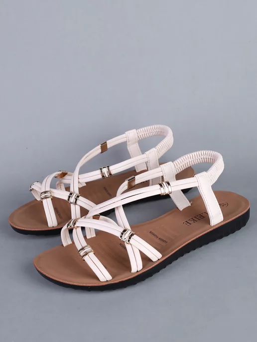 Liya Groff Fashion Сандалии летние на платформе с декором, бежевый, фото 2