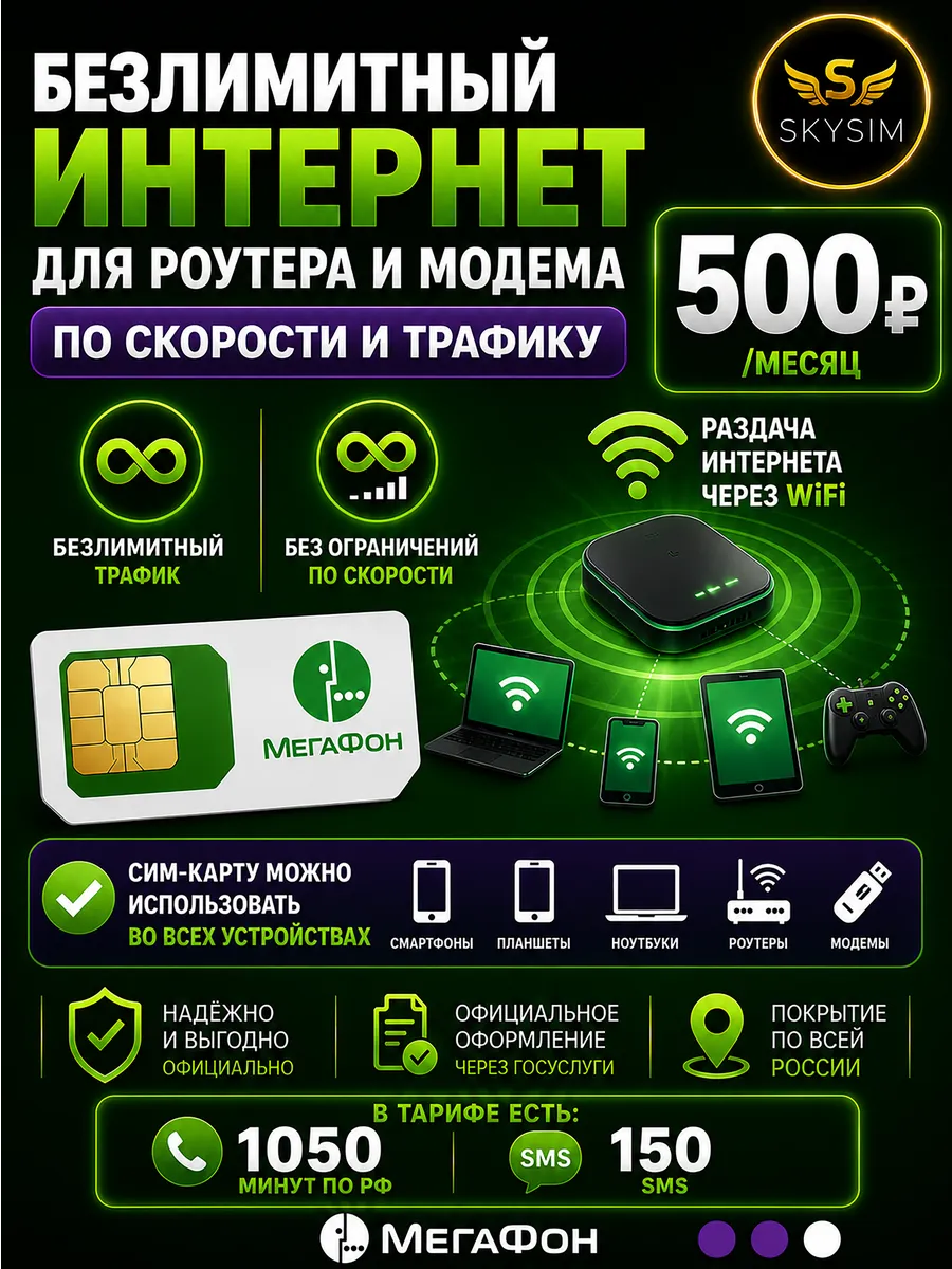Сим карта. Безлимитный интернет для роутера