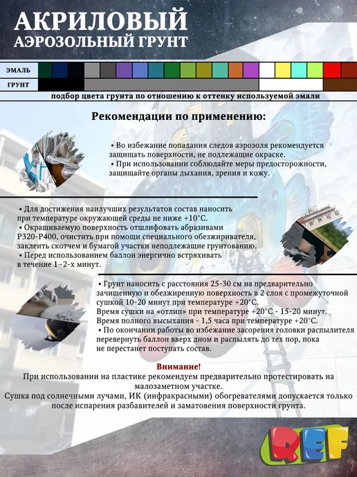 Ref Аэрозольный грунт акриловый, белый, 2 шт, белый, фото 2