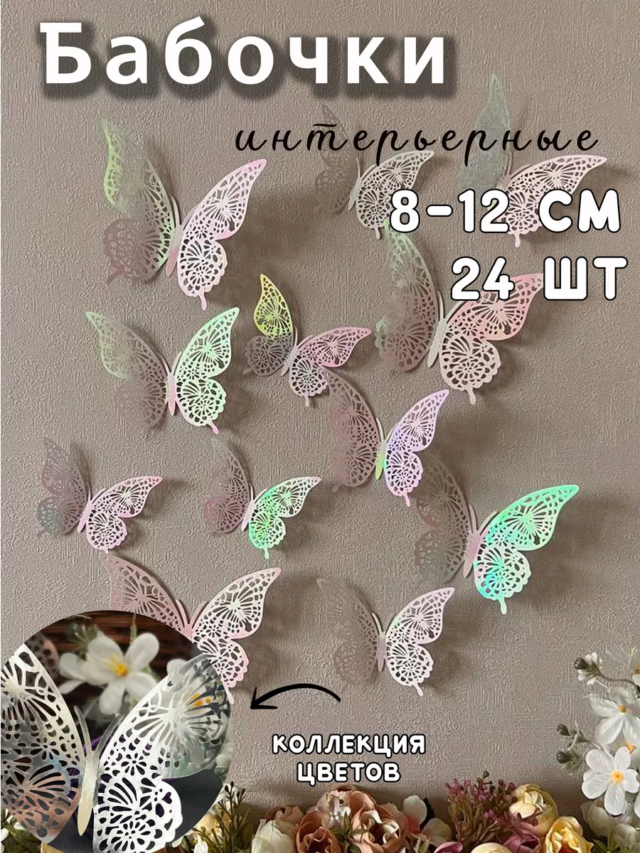 Наклейки бабочки на стену для декора и украшения дома 3d