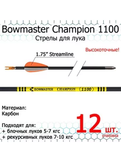 Стрела для лука Champion 1100, карбон, 1.75" Stream (12 шт) Bowmaster 223560095 купить за 6 248 ₽ в интернет-магазине Wildberries