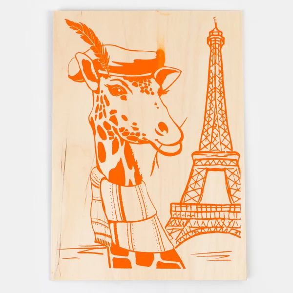 Основы для выжигания "Жираф в Париже" 30х21 см