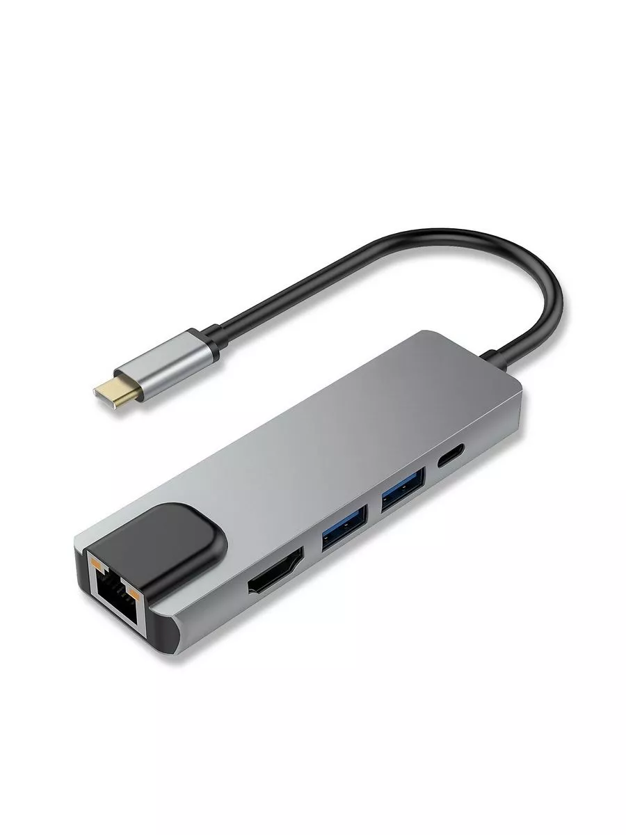 Хаб 5in1 USB Type-C на HDMI - 2x USB3.0 - RJ45 (LAN) - USB-C USBTOP купить по цене 78,31 р. в интернет-магазине Wildberries в Беларуси | 223617578