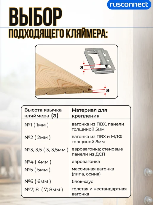 Rusconnect Кляймер для вагонки №4 100 шт, 100 шт, фото 2