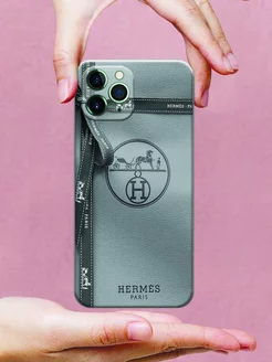 Чехол на iPhone 11 Pro принт Hermes цвет серый