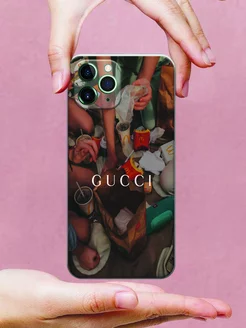 Чехол на iPhone 11 Pro принт Gucci цвет бежевый