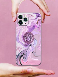 Чехол на iPhone 11 Pro принт Versace цвет розовый