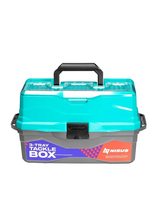 Nisus Ящик для снастей Tackle Box трехполочный бирюзовый, голубой, фото 2