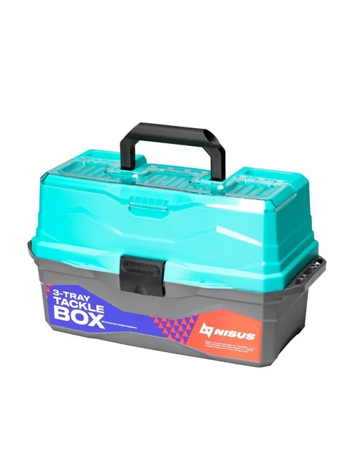 Nisus Ящик для снастей Tackle Box трехполочный бирюзовый, голубой, фото 3