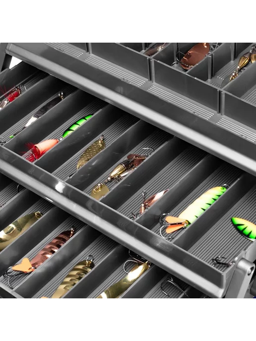 Nisus Ящик для снастей Tackle Box трехполочный бирюзовый, голубой, фото 4